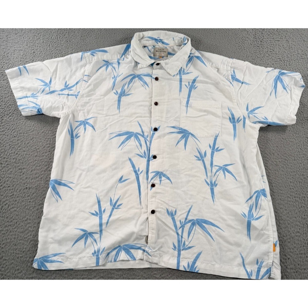 Quiksilver Waterman Collection Shirt Men's 2XL White Comfort Fit Hawaiian AOP